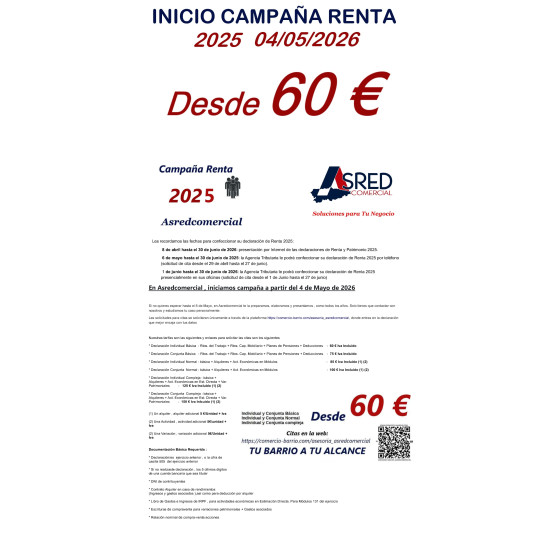 Campaña Renta 2025 - Asesoría online Asredcomercial