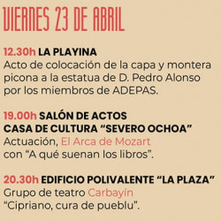 23/04/2021 - Acto de colocación de la capa y montera picona a la estatua de D.Pedro Alonso -Jornadas Picadillo y Sabadiego - Noreña 