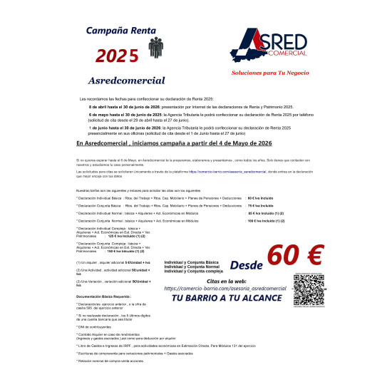 Campaña Renta 2025 - Asesoría online Asredcomercial