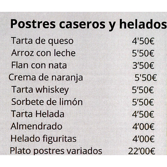 Carta Postres "La Entrelluxa"