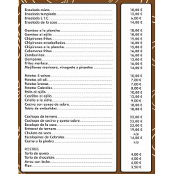 Carta Sidrería el Platu