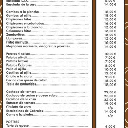 Carta Sidrería el Platu