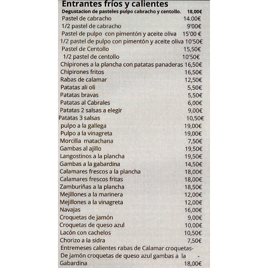 Carta Entrantes "La Entrelluxa"
