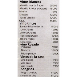Carta Vinos "La Entrelluxa"