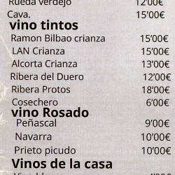 Carta Vinos "La Entrelluxa"